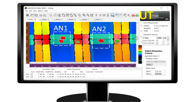 UTmap C-Scan mapping Post-acquisition Ultrasonic Testing Composite Corrosion